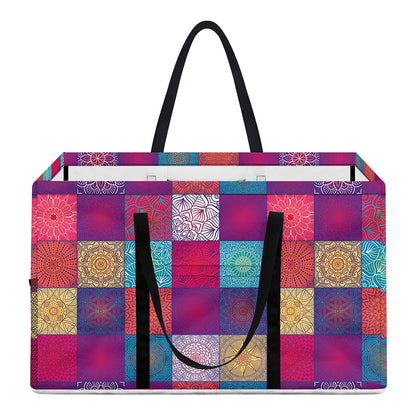Boho Mandala Patchwork Pattern Print Utility Tote Bag