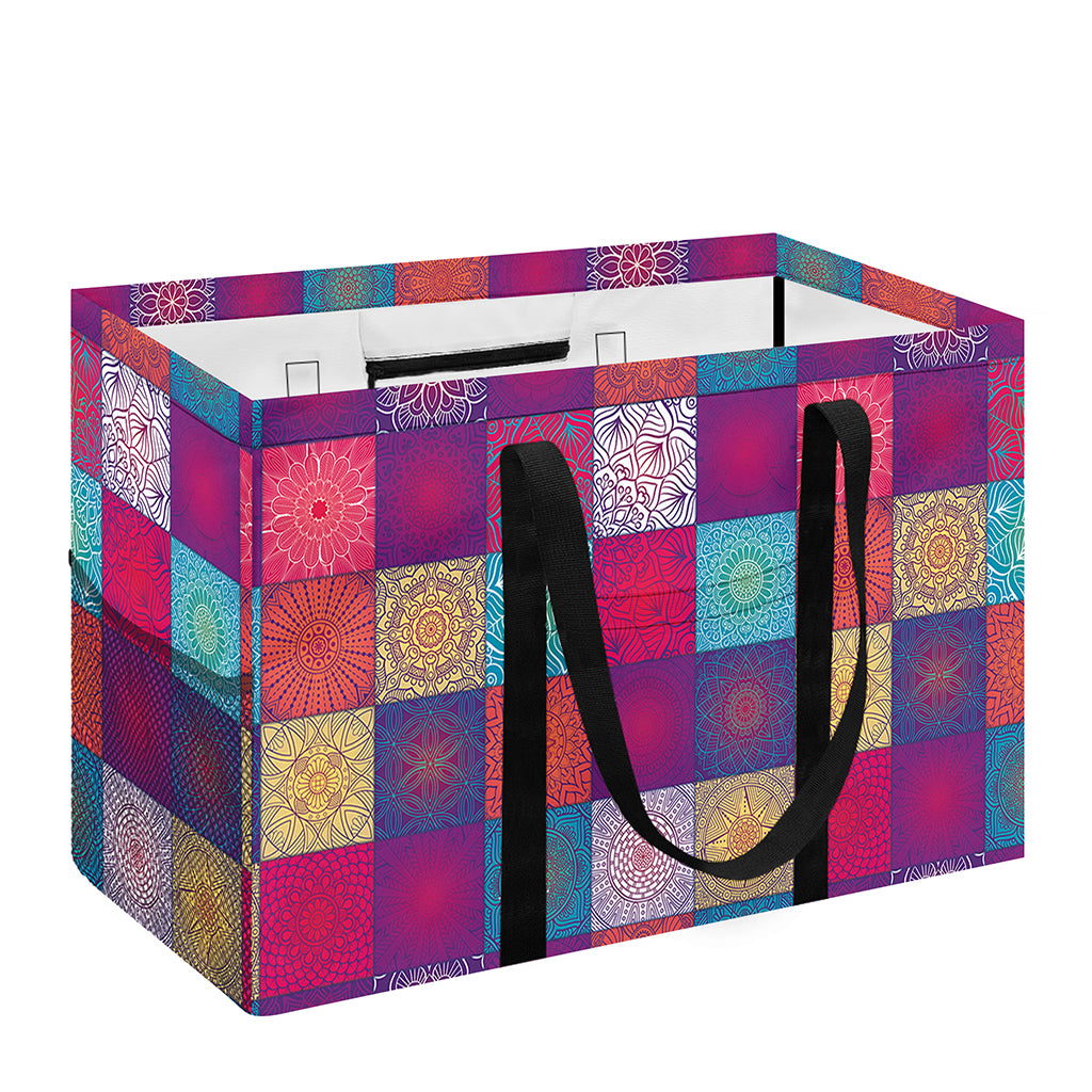 Boho Mandala Patchwork Pattern Print Utility Tote Bag