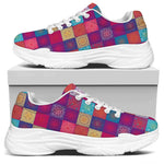 Boho Mandala Patchwork Pattern Print White Chunky Shoes