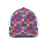 Boho Mandala Patchwork Pattern Print White Mesh Trucker Cap