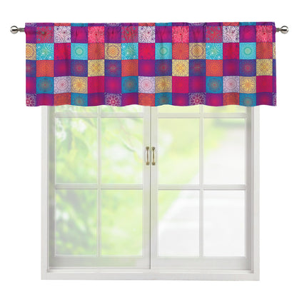 Boho Mandala Patchwork Pattern Print Window Valance
