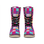 Boho Mandala Patchwork Pattern Print Winter Boots