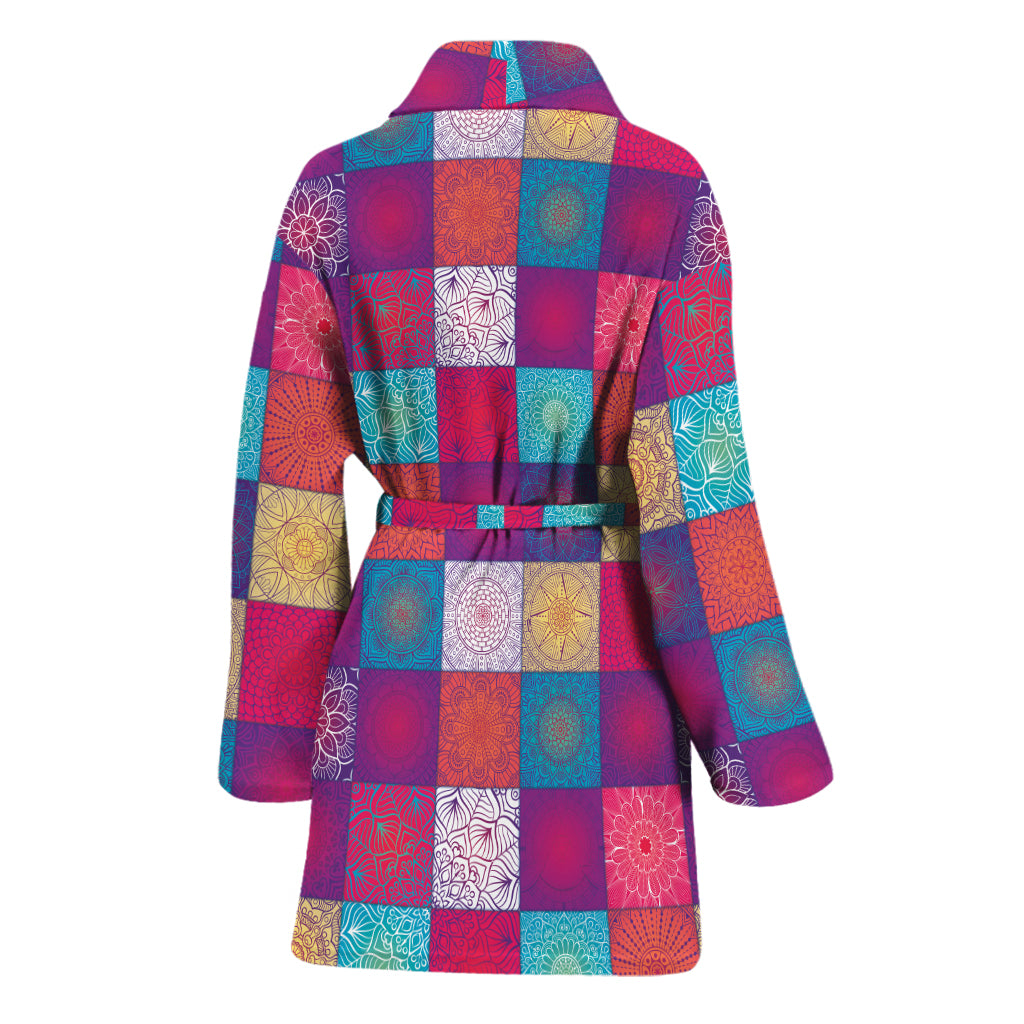 Boho Mandala Patchwork Pattern Print Women's Bathrobe
