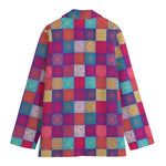 Boho Mandala Patchwork Pattern Print Women's Cotton Blazer