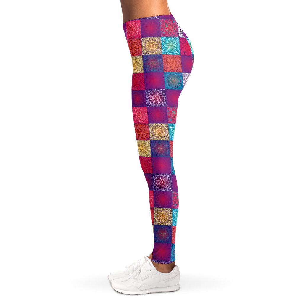 Boho Mandala Patchwork Pattern Print Women's Leggings