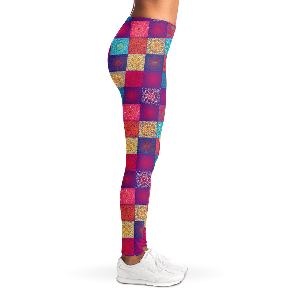 Boho Mandala Patchwork Pattern Print Women's Leggings