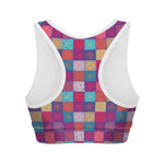 Boho Mandala Patchwork Pattern Print Women's Sports Bra