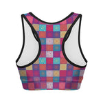 Boho Mandala Patchwork Pattern Print Women's Sports Bra