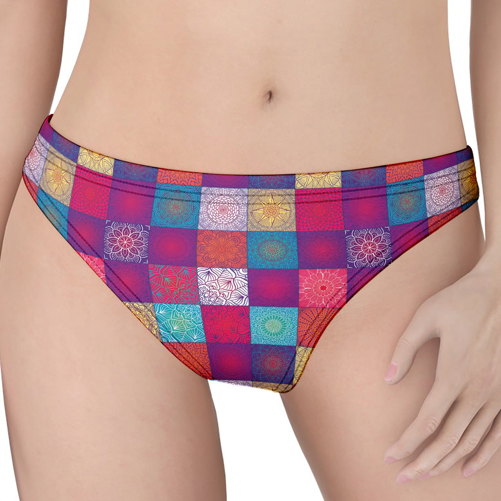 Boho Mandala Patchwork Pattern Print Women's Thong