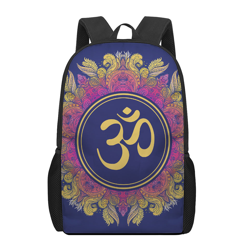 Boho Om Mandala Print 17 Inch Backpack