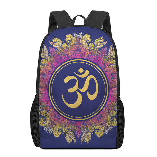 Boho Om Mandala Print 17 Inch Backpack