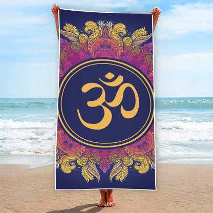 Boho Om Mandala Print Beach Towel