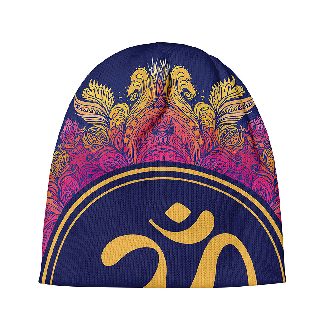 Boho Om Mandala Print Beanie