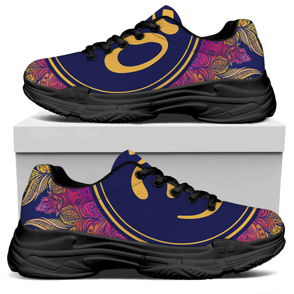 Boho Om Mandala Print Black Chunky Shoes