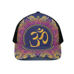 Boho Om Mandala Print Black Mesh Trucker Cap