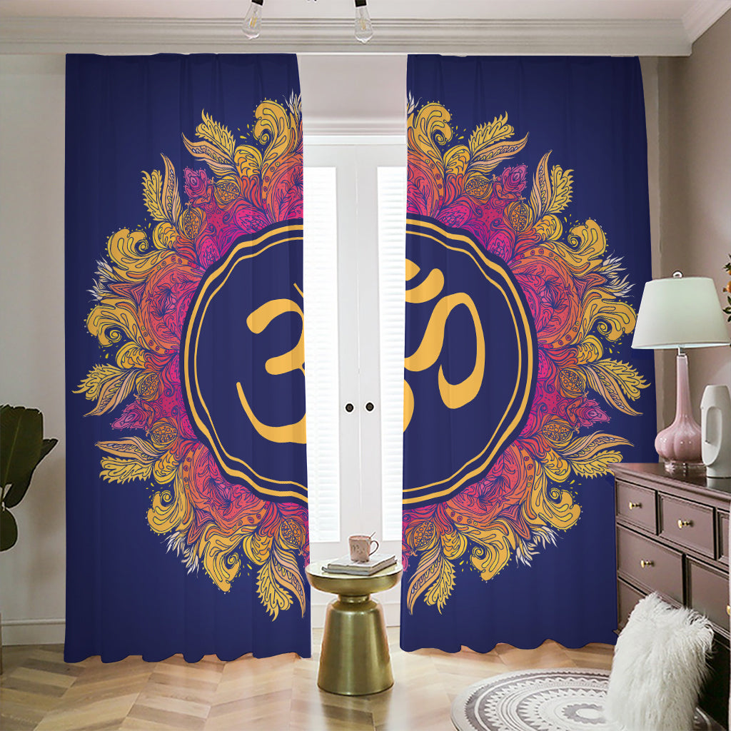 Boho Om Mandala Print Blackout Pencil Pleat Curtains