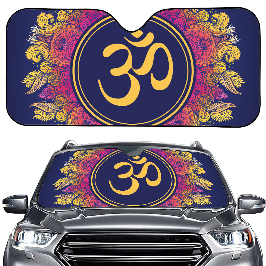 Boho Om Mandala Print Car Windshield Sun Shade