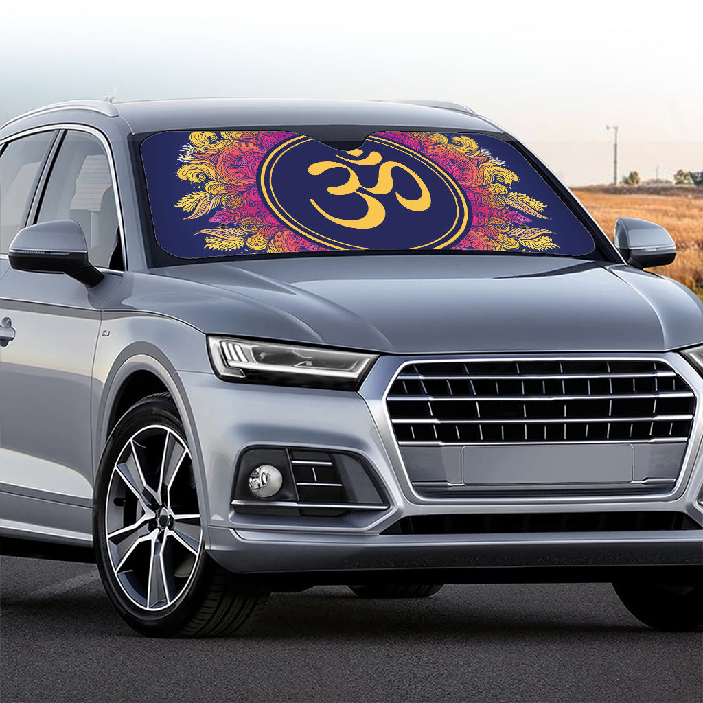 Boho Om Mandala Print Car Windshield Sun Shade