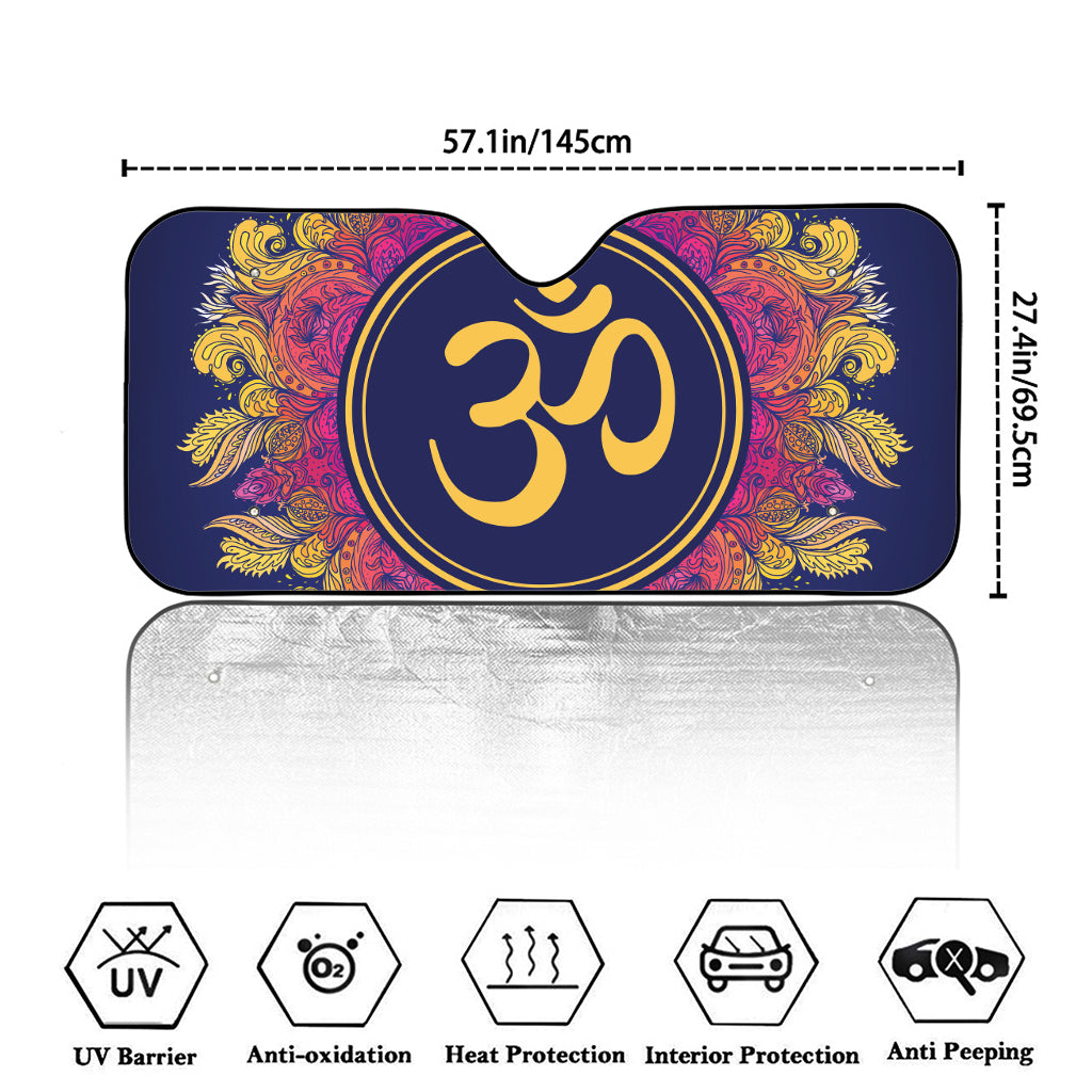 Boho Om Mandala Print Car Windshield Sun Shade