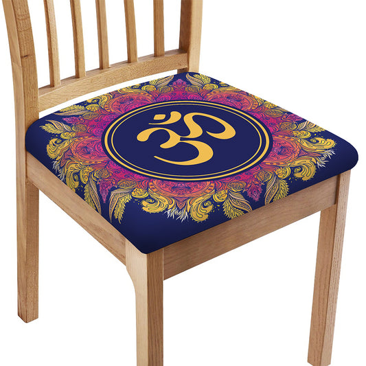 Boho Om Mandala Print Chair Cushion Cover
