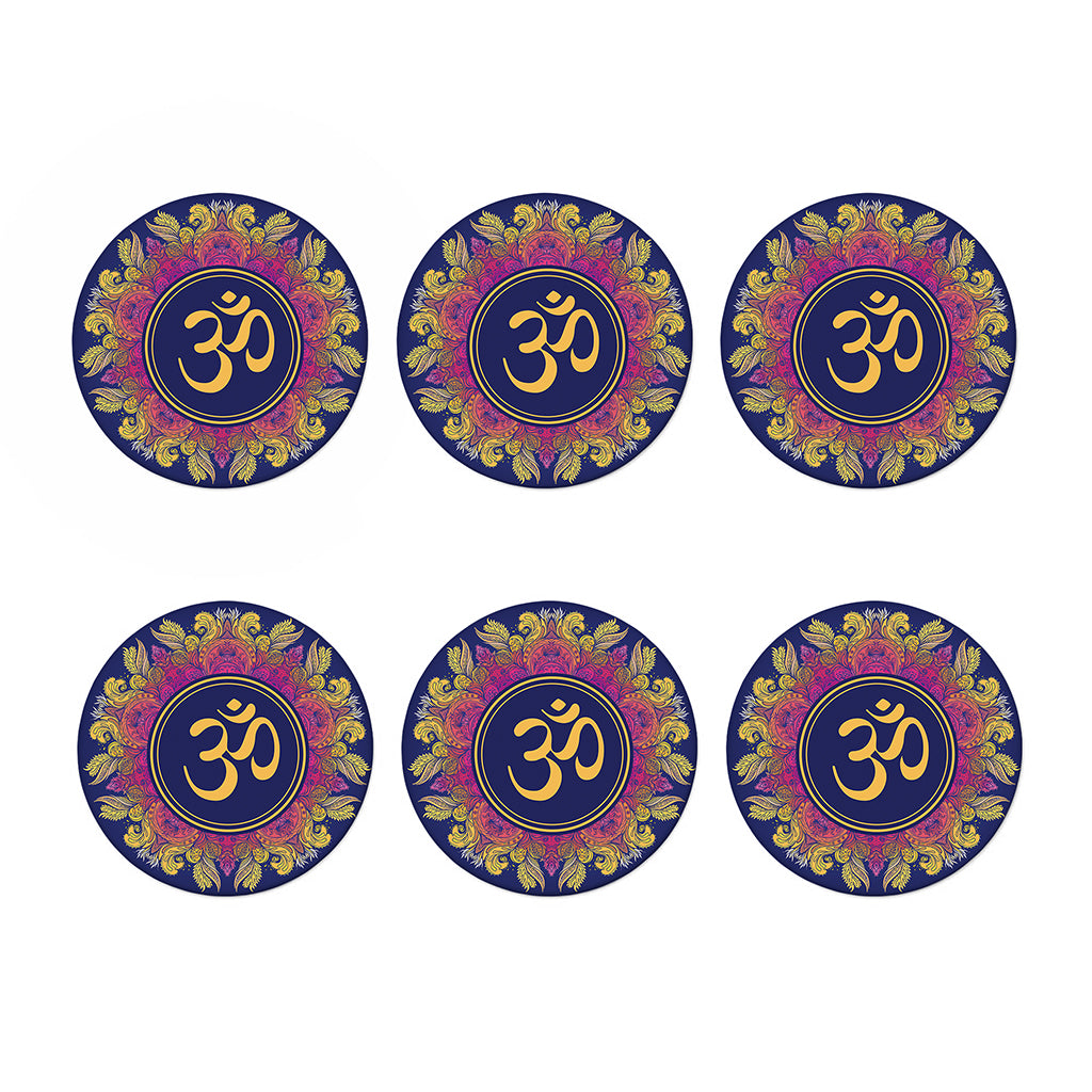 Boho Om Mandala Print Coaster Set