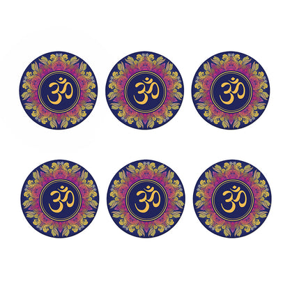 Boho Om Mandala Print Coaster Set