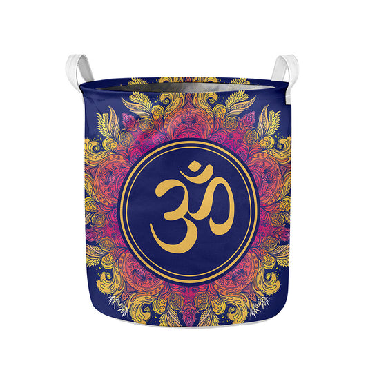 Boho Om Mandala Print Collapsible Laundry Basket