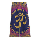 Boho Om Mandala Print Cotton Front Slit Maxi Skirt