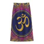Boho Om Mandala Print Cotton Front Slit Maxi Skirt