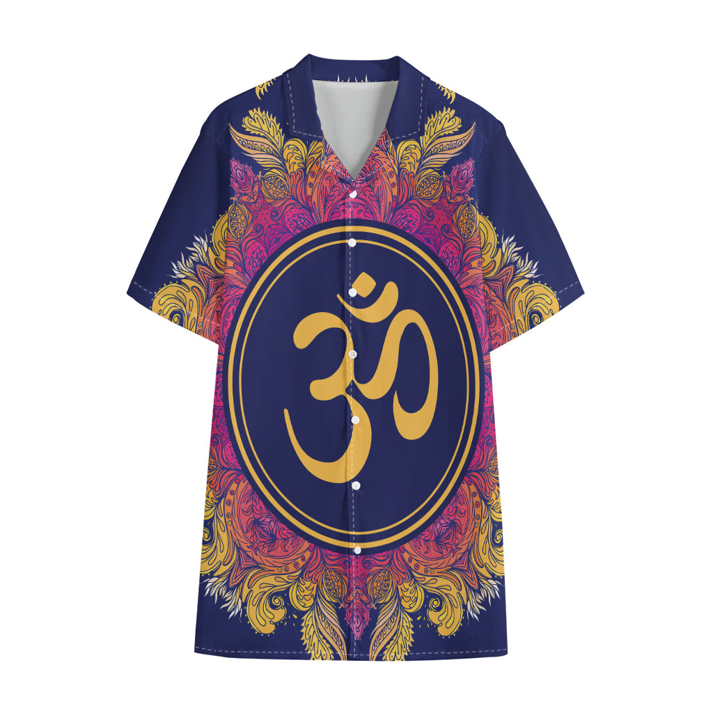 Boho Om Mandala Print Cotton Hawaiian Shirt