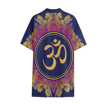 Boho Om Mandala Print Cotton Hawaiian Shirt
