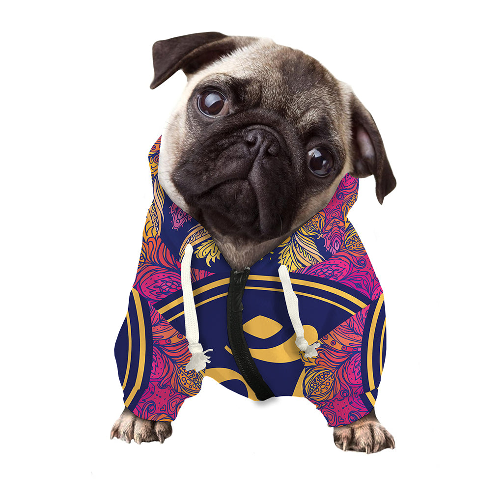 Boho Om Mandala Print Dog Zip Up Hoodie