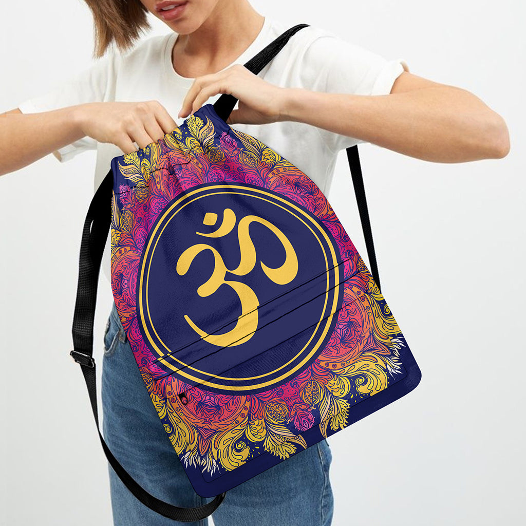 Boho Om Mandala Print Drawstring Backpack