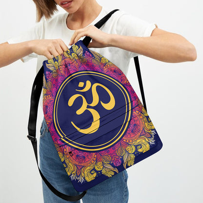 Boho Om Mandala Print Drawstring Backpack