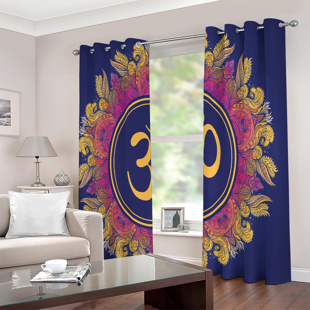 Boho Om Mandala Print Extra Wide Grommet Curtains