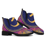 Boho Om Mandala Print Flat Ankle Boots