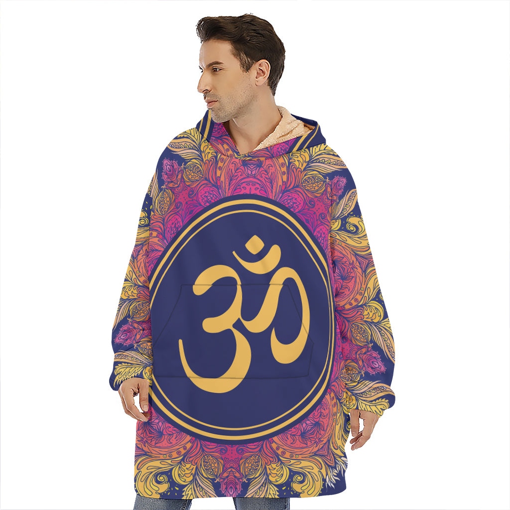 Boho Om Mandala Print Hoodie Blanket