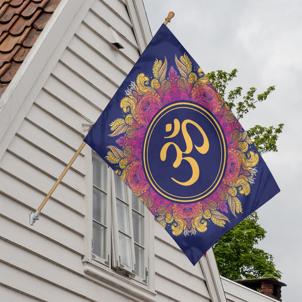 Boho Om Mandala Print House Flag