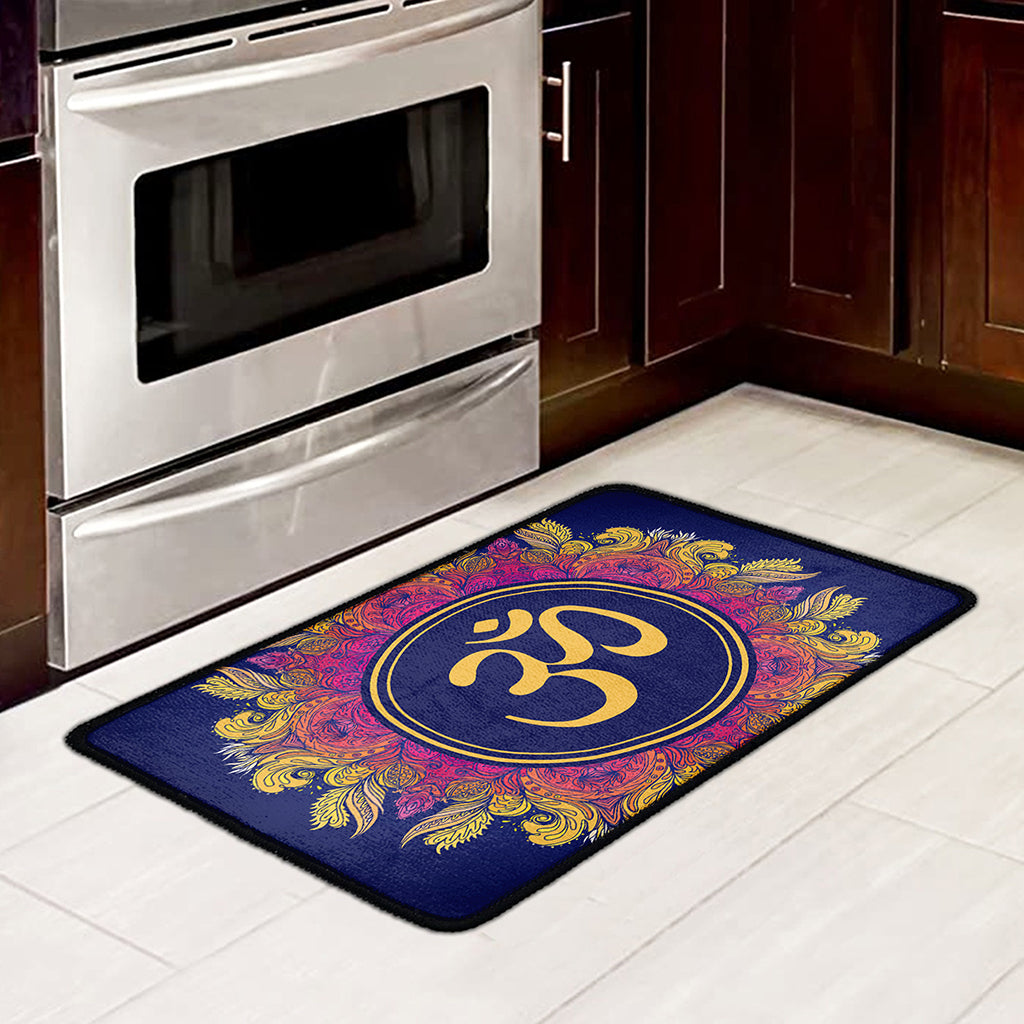 Boho Om Mandala Print Kitchen Mat