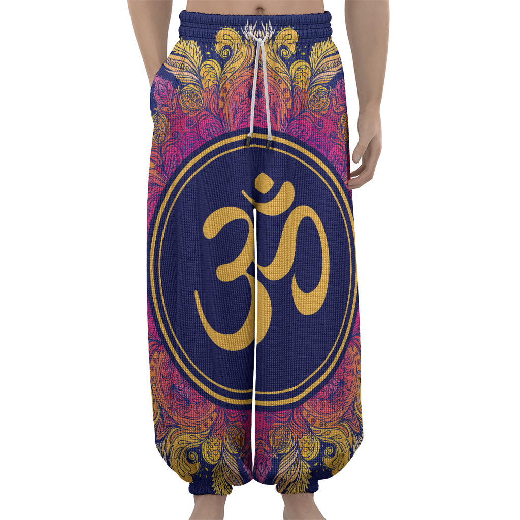 Boho Om Mandala Print Lantern Pants