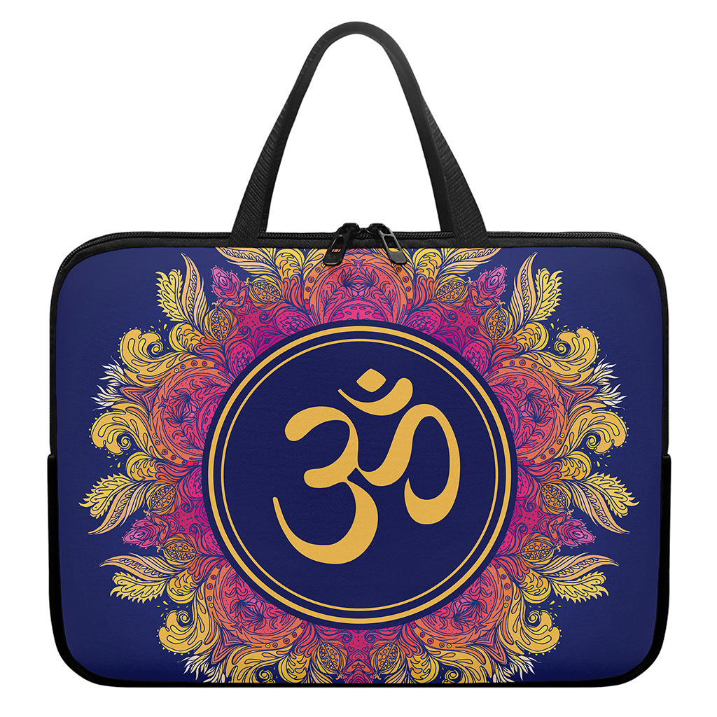 Boho Om Mandala Print Laptop Sleeve With Handle