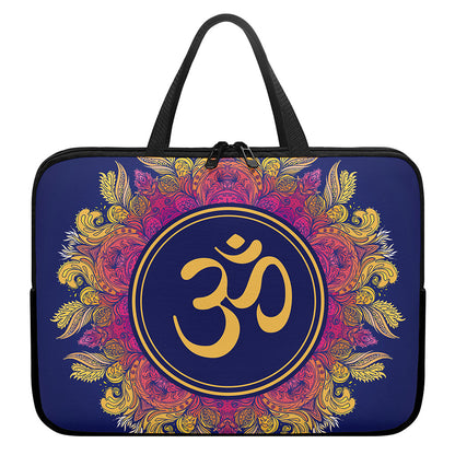 Boho Om Mandala Print Laptop Sleeve With Handle