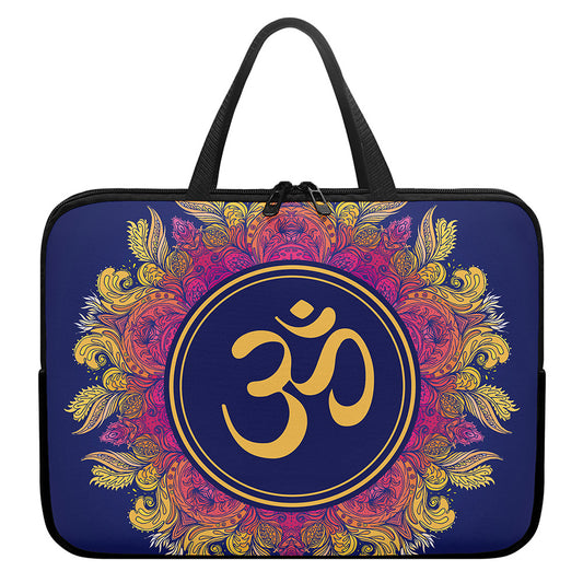 Boho Om Mandala Print Laptop Sleeve With Handle