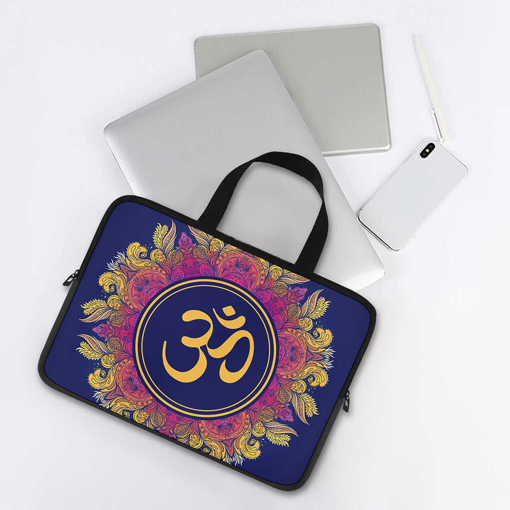 Boho Om Mandala Print Laptop Sleeve With Handle