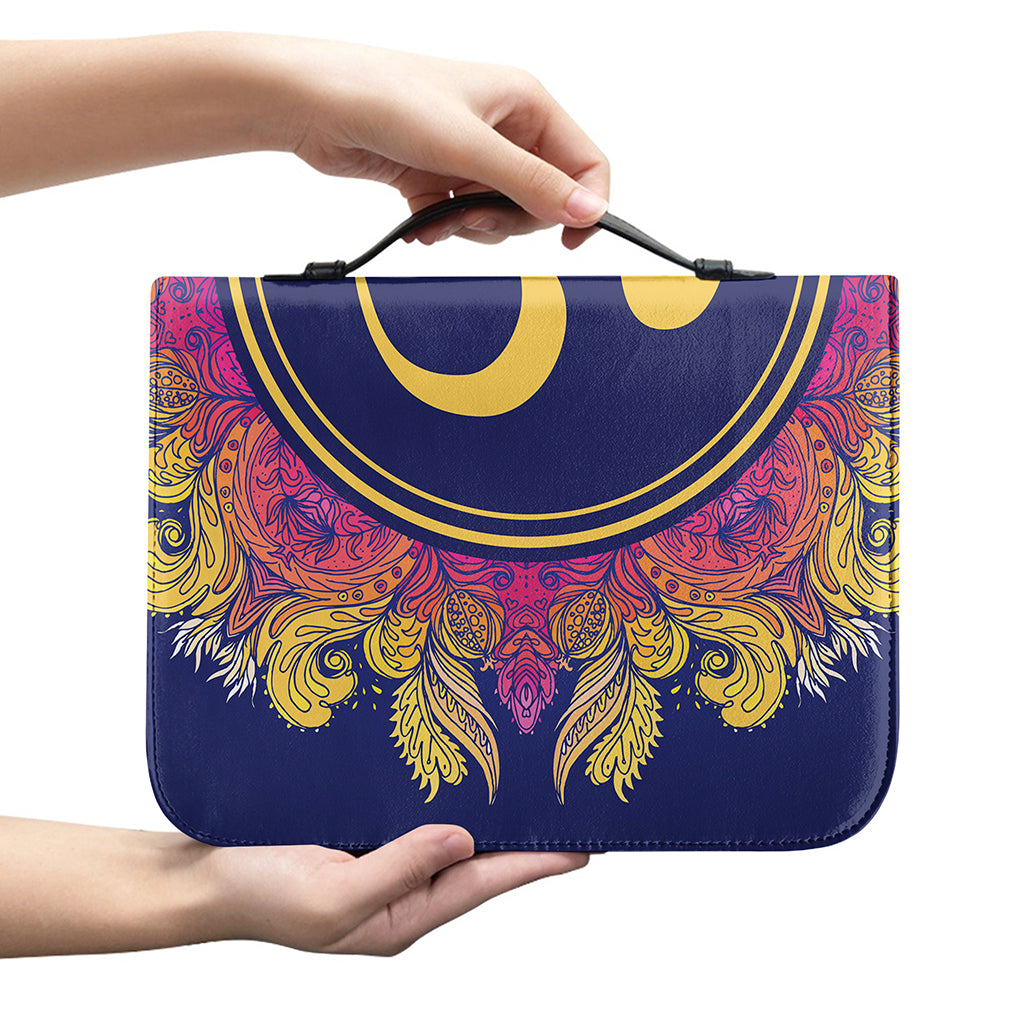 Boho Om Mandala Print Leather Bible Cover