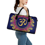 Boho Om Mandala Print Leather Duffle Bag