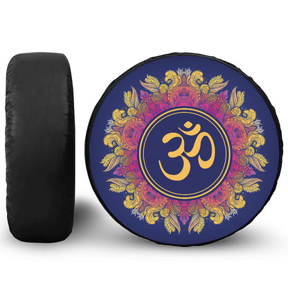 Boho Om Mandala Print Leather Spare Tire Cover