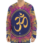Boho Om Mandala Print Long Sleeve Baseball Jersey