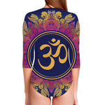 Boho Om Mandala Print Long Sleeve Swimsuit