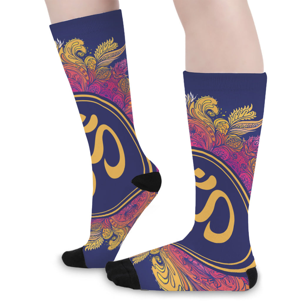 Boho Om Mandala Print Long Socks